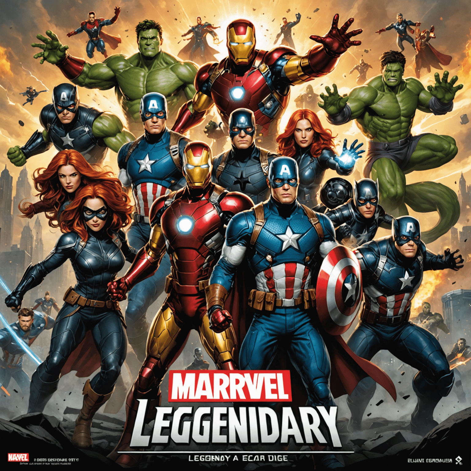 Legendary: A Marvel Deck Building Game components with cards featuring popular Marvel characters and villains